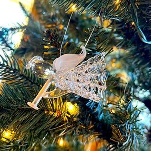 Vintage Angel Ornament Glass Angelic Spun Glass Christmas Tree Ornament